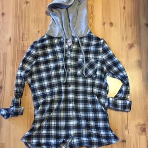 plaid shirt w hoodie